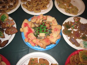 plates of homemade holiday cookies