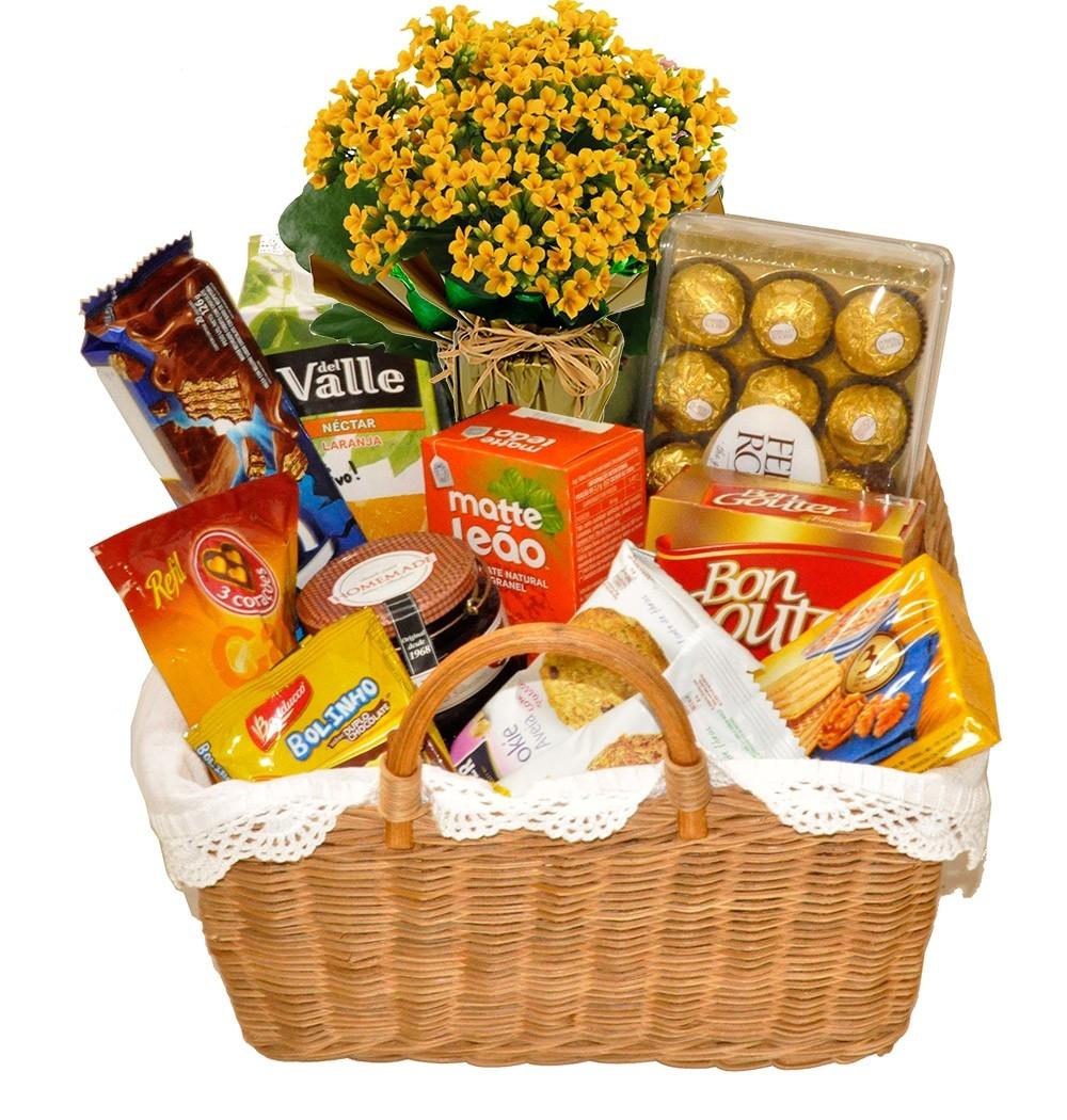 cesta de caf da manh bom dia com bombons