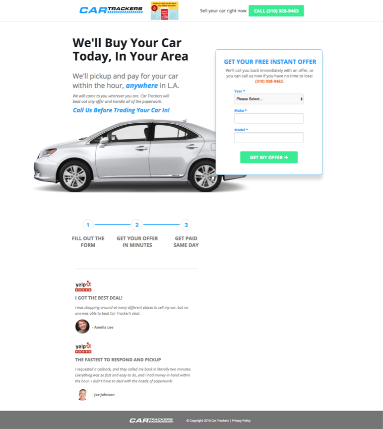 UVP clairement indiqué sur cette page de destination KlientBoost
