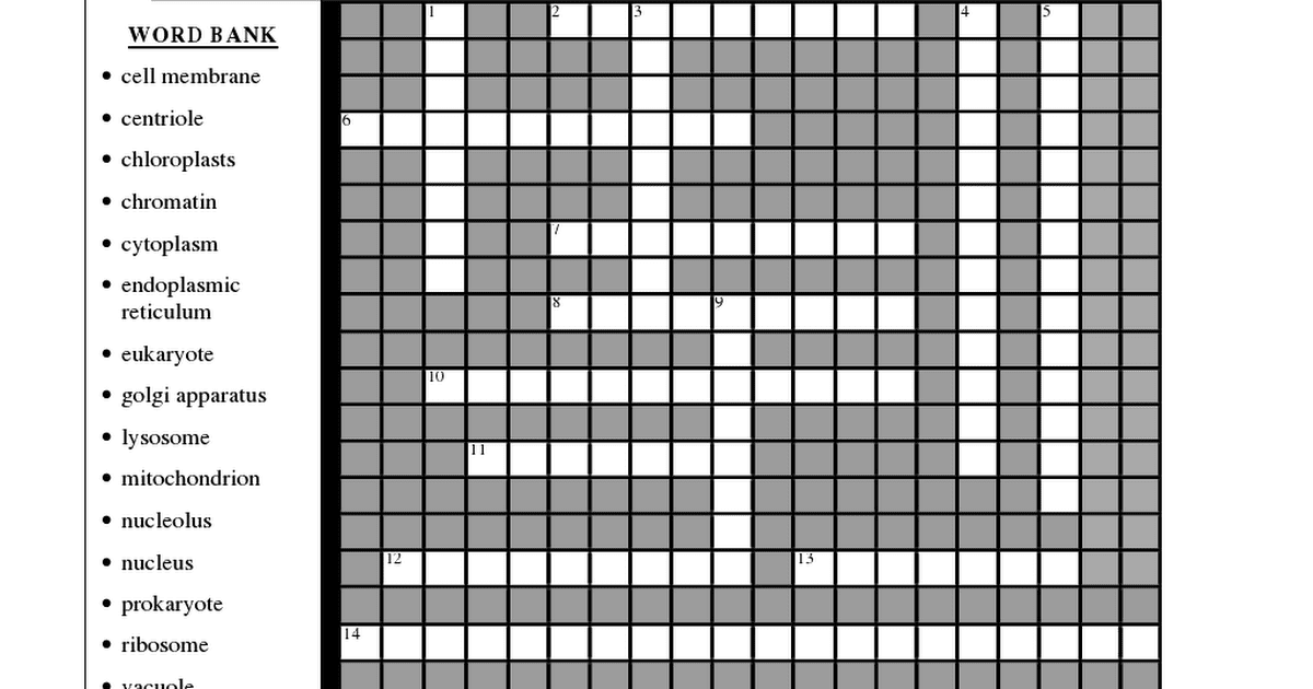 Cell Organelle Crossword Puzzle Pdf Google Drive