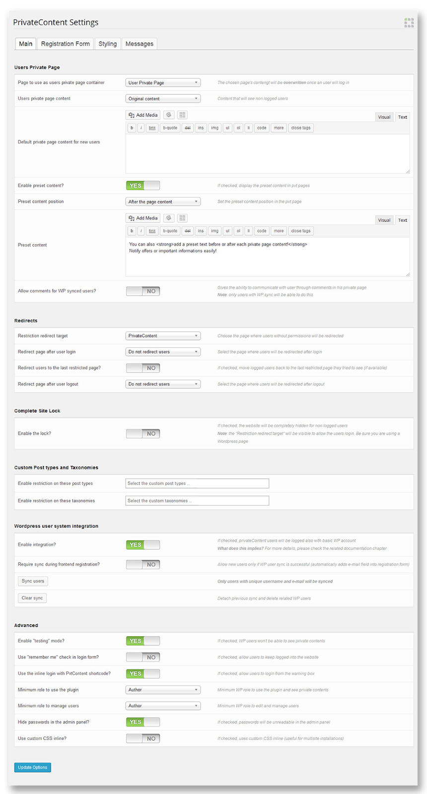 Configurações do PC
