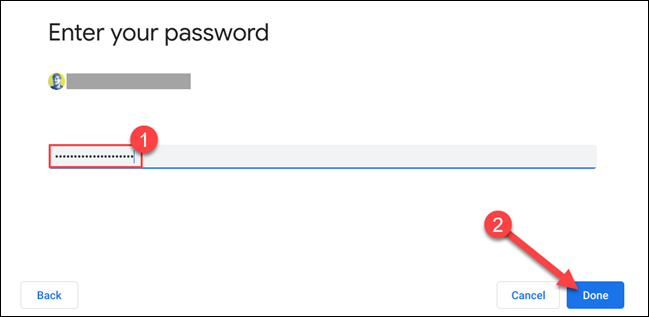 enter account password