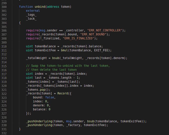 Balancer Codeblock: unbind function