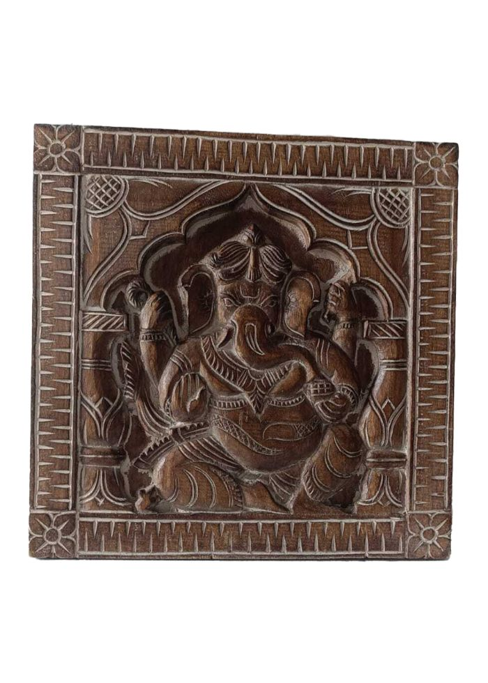 Lord Ganesha Wooden block panel