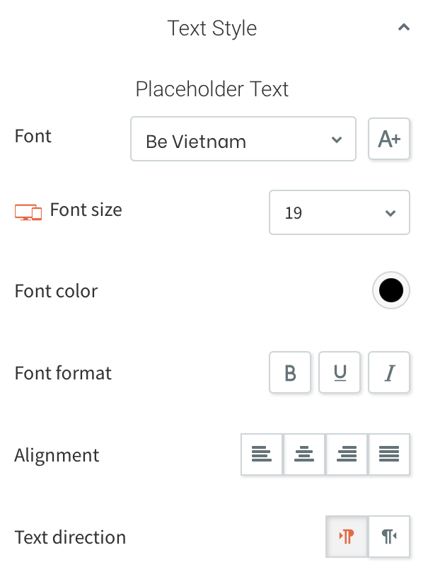 General text settings