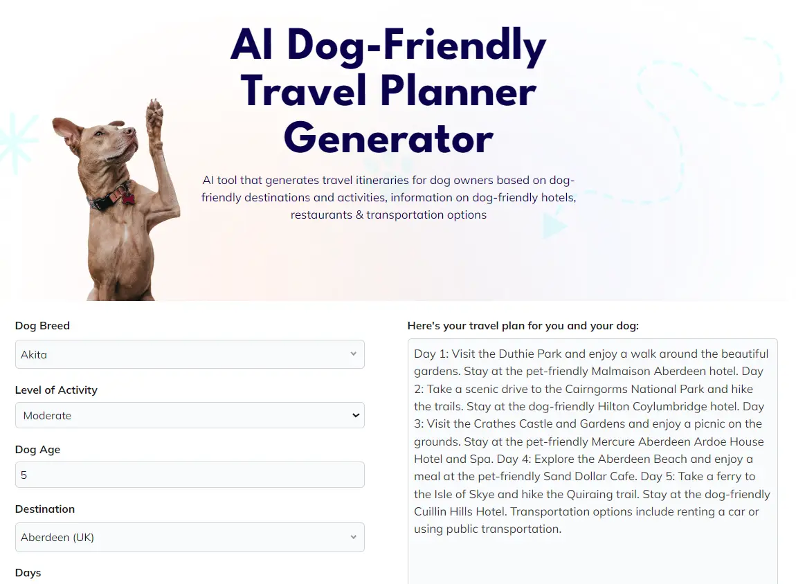 7. Dog-Friendly Travel Planner 