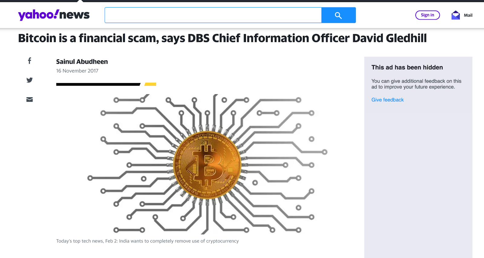 <a href="https://sg.news.yahoo.com/bitcoin-financial-scam-says-dbs-chief-information-officer-065709174.html">Bitcoin is a financial scam, says DBS Chief Information Officer David Gledhill</a>