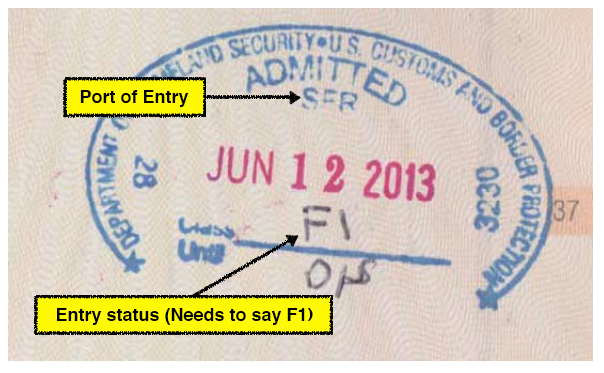 F1 Student Visa Stamp