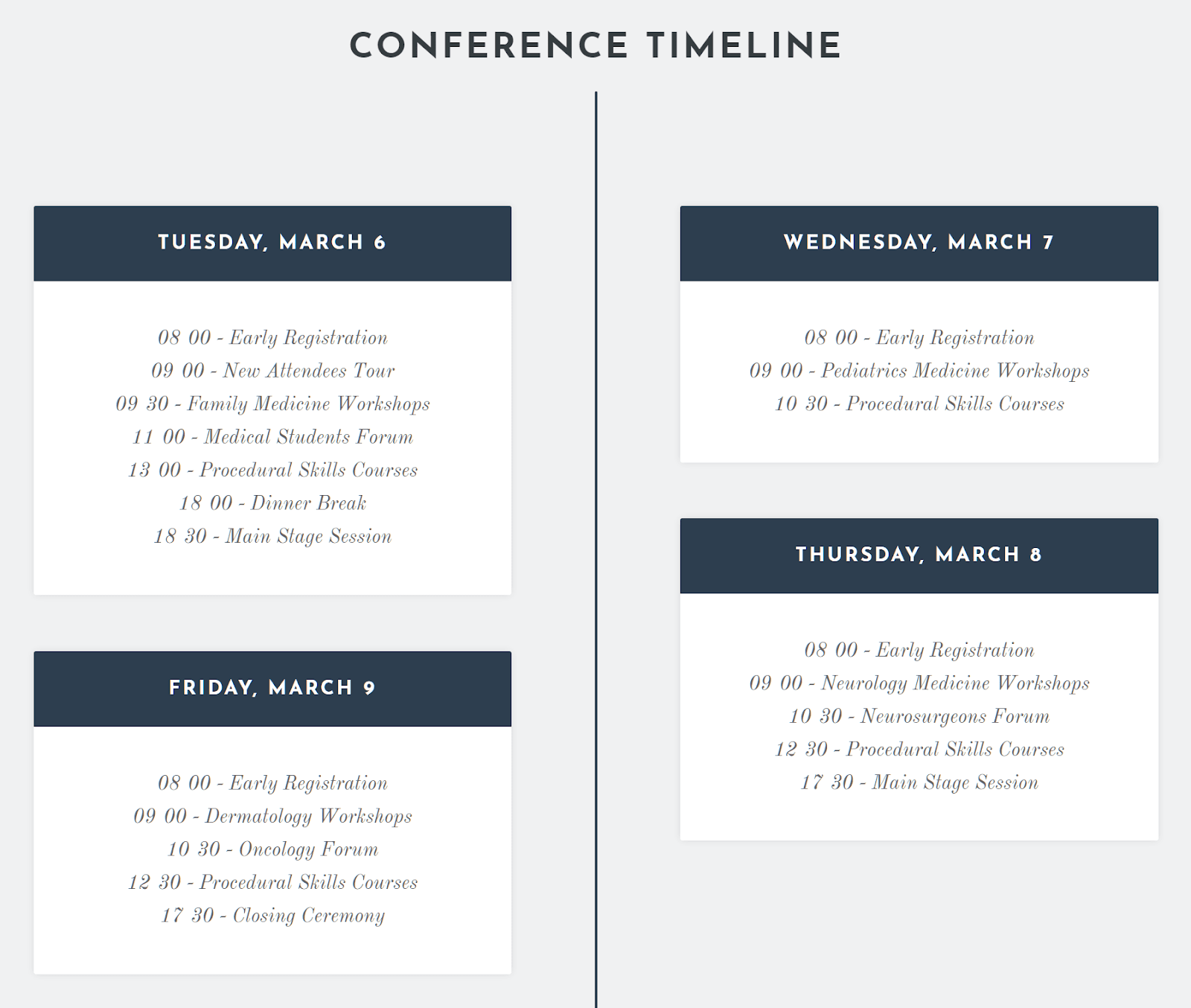Cronograma de la conferencia