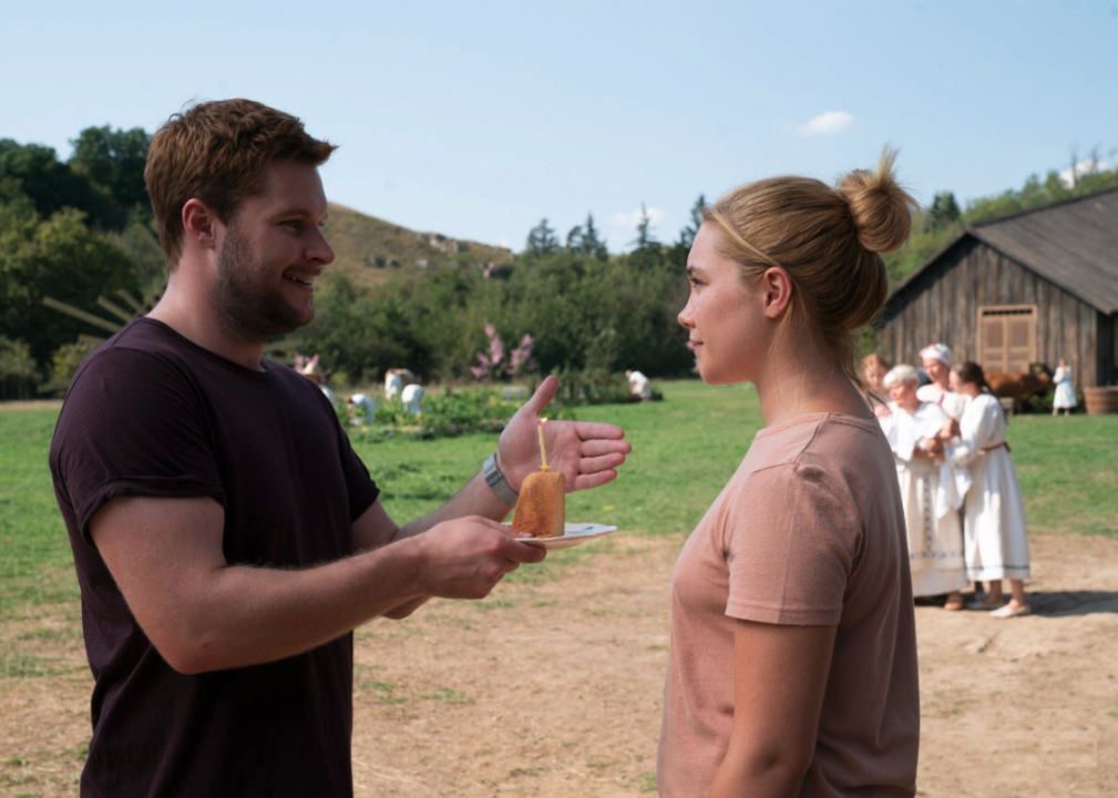 Jack Reynor and Florence Pugh in a scene from "Midsommar"