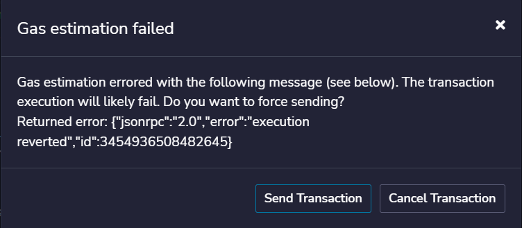 gas estimation failed