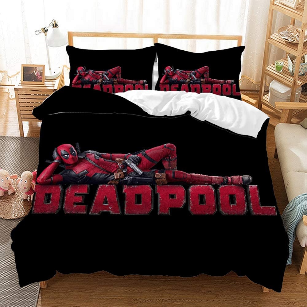 Drap giường màu đen họa tiết siêu anh hùng