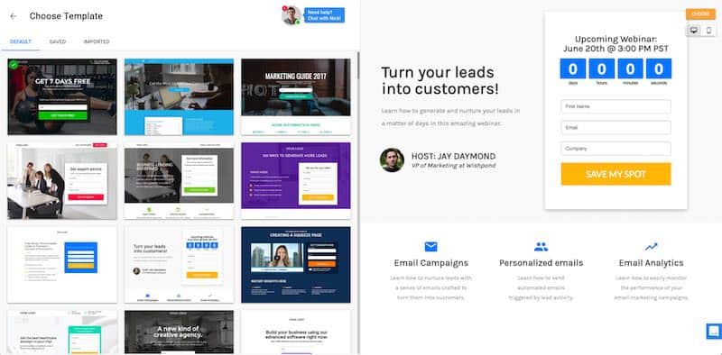 Wishpond Landing Page Templates