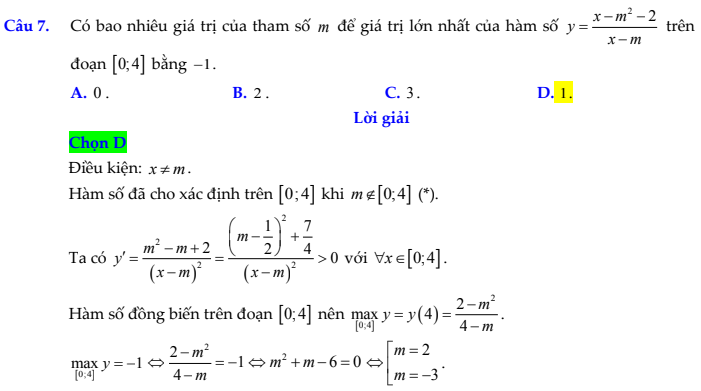 Ví dụ 2 - vận dụng cao hàm số áp dụng GTLN GTNN của hàm số