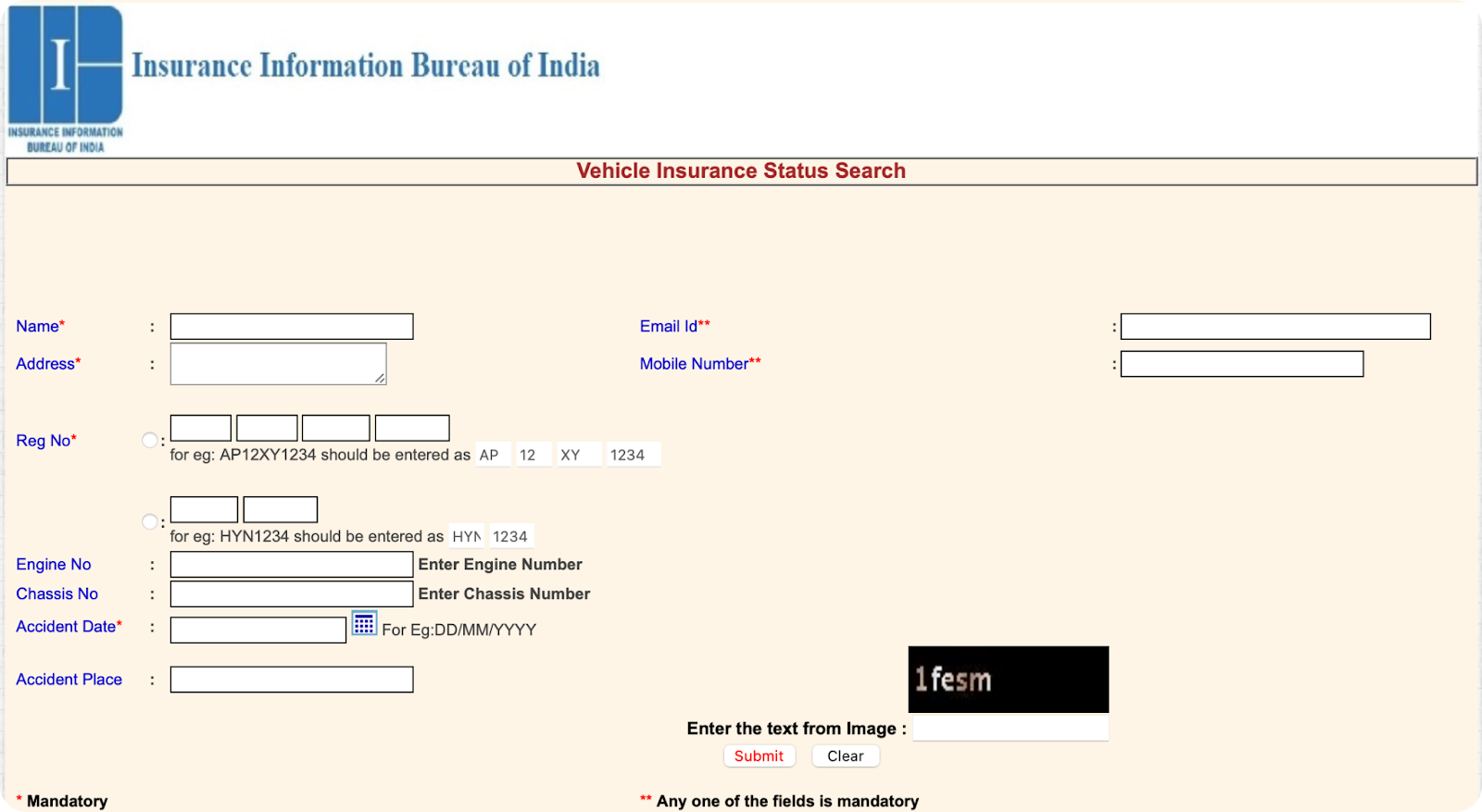 Checking Vehicle Insurance Status Online on IIB Portal