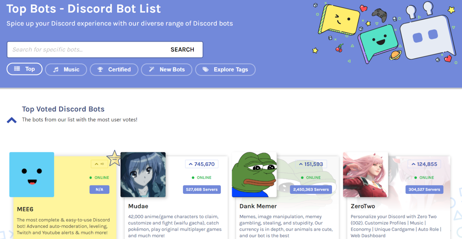 top.gg discord bot list with top voted discord bots