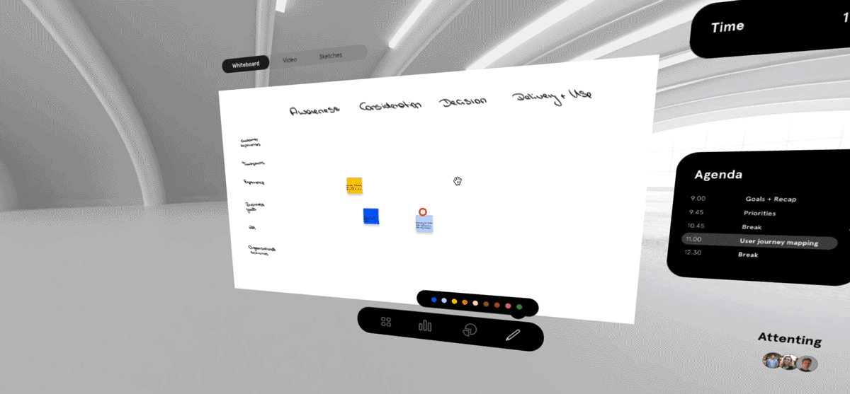 A VR prototyped in Adobe XD uses the Draft XR plugin to test viewing angles.