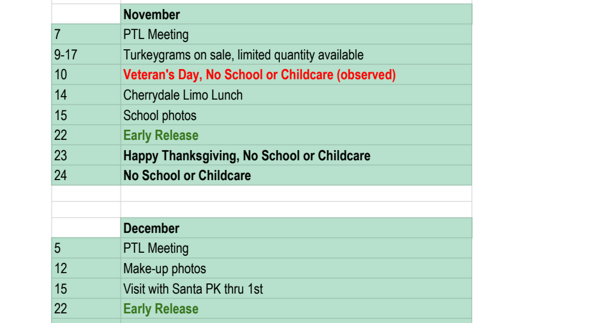 School Calendar Revised Oct. 2017