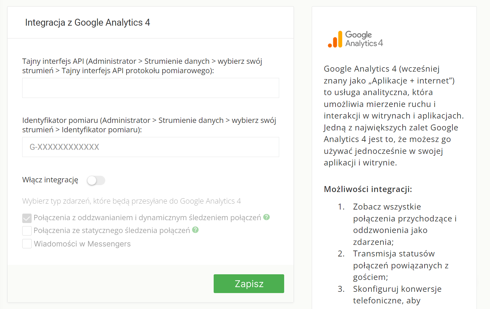 Dzień Call Trackingu,  Integracja z Google Analytics 4