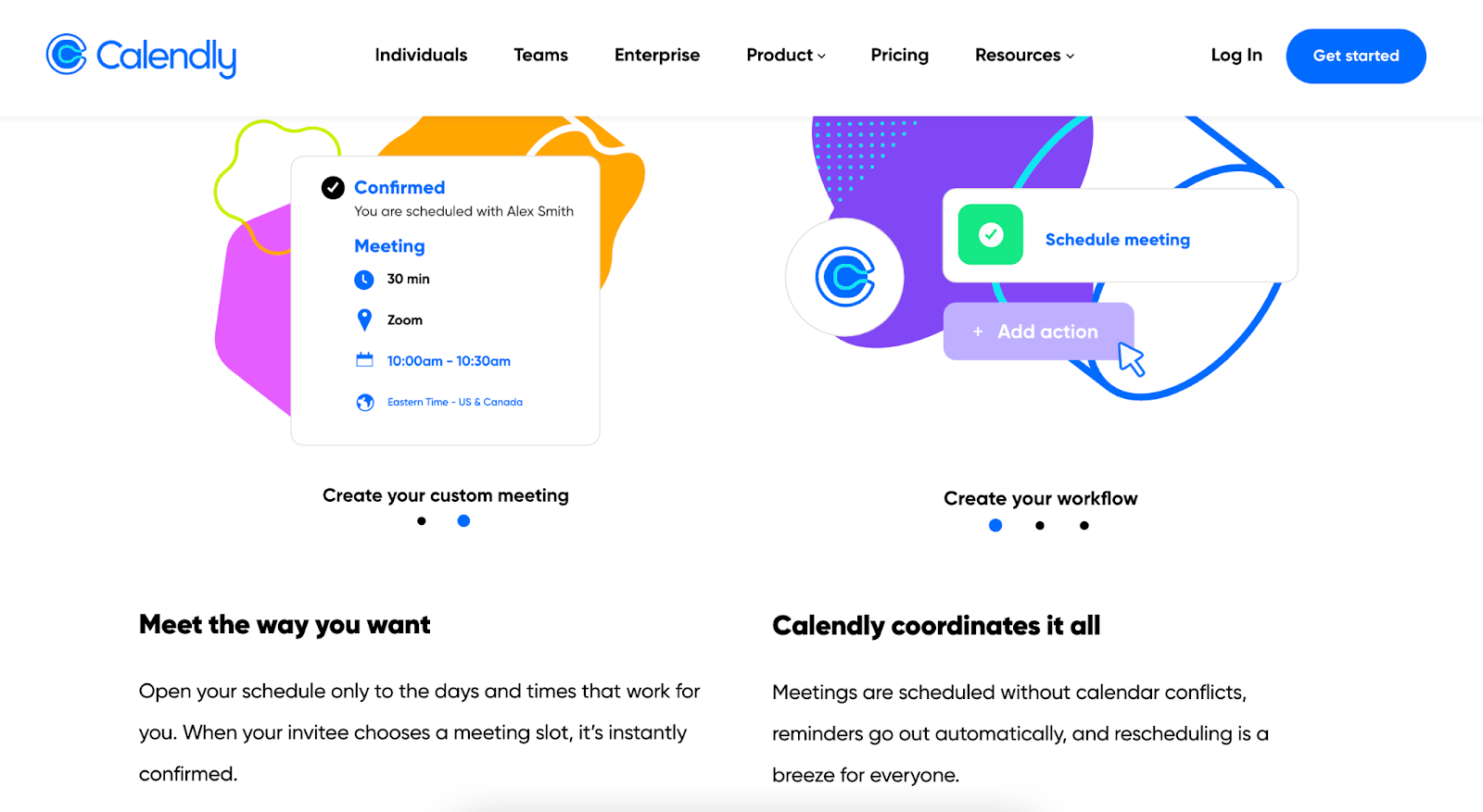 product-led organization Calendly homepage