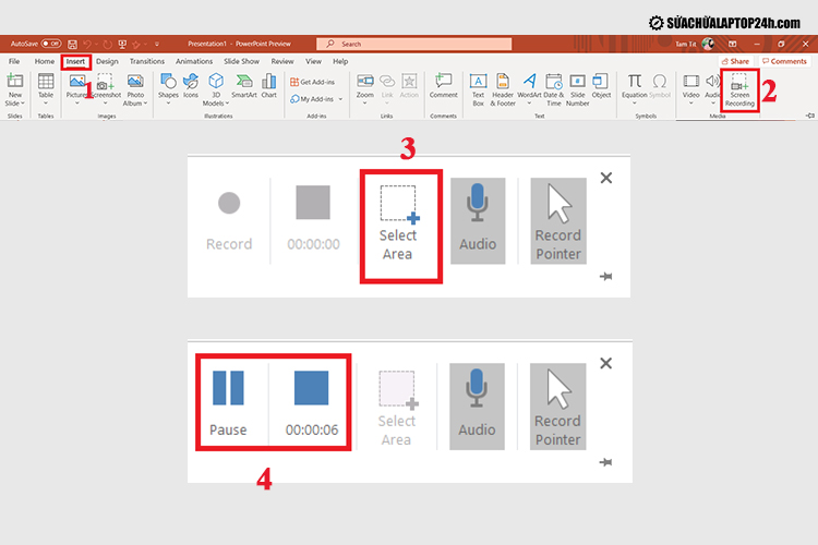 Các bước quay màn hình bằng PowerPoint