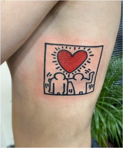 Love Heart Guy Rib Tattoos