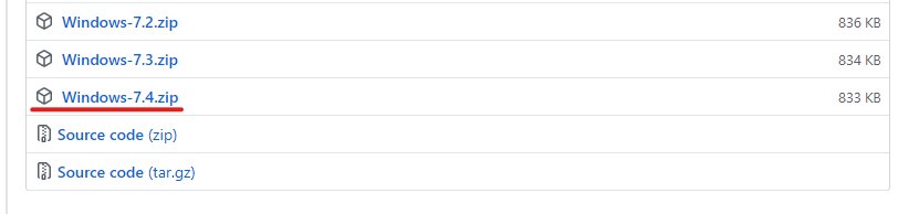 Arquivo zip com a versão 7.4 do PHP no Windows