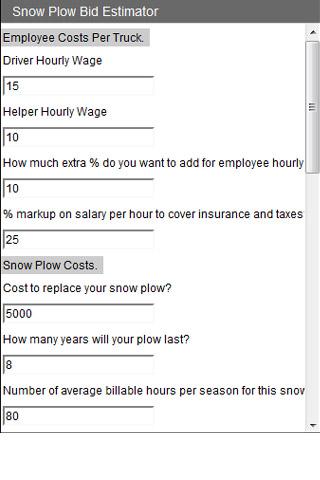 Snow Plow Bid Estimator apk