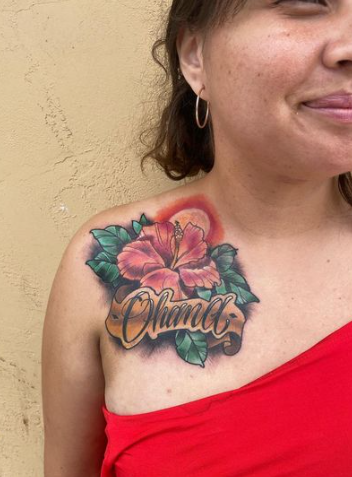 Hibiscus Rose Classy Shoulder Tattoos Female