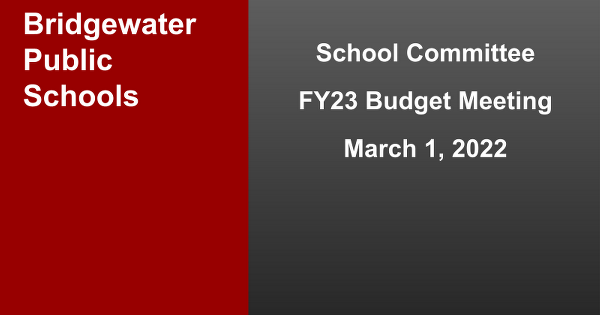 FY23 Budget Presentation to SC 3-1-22