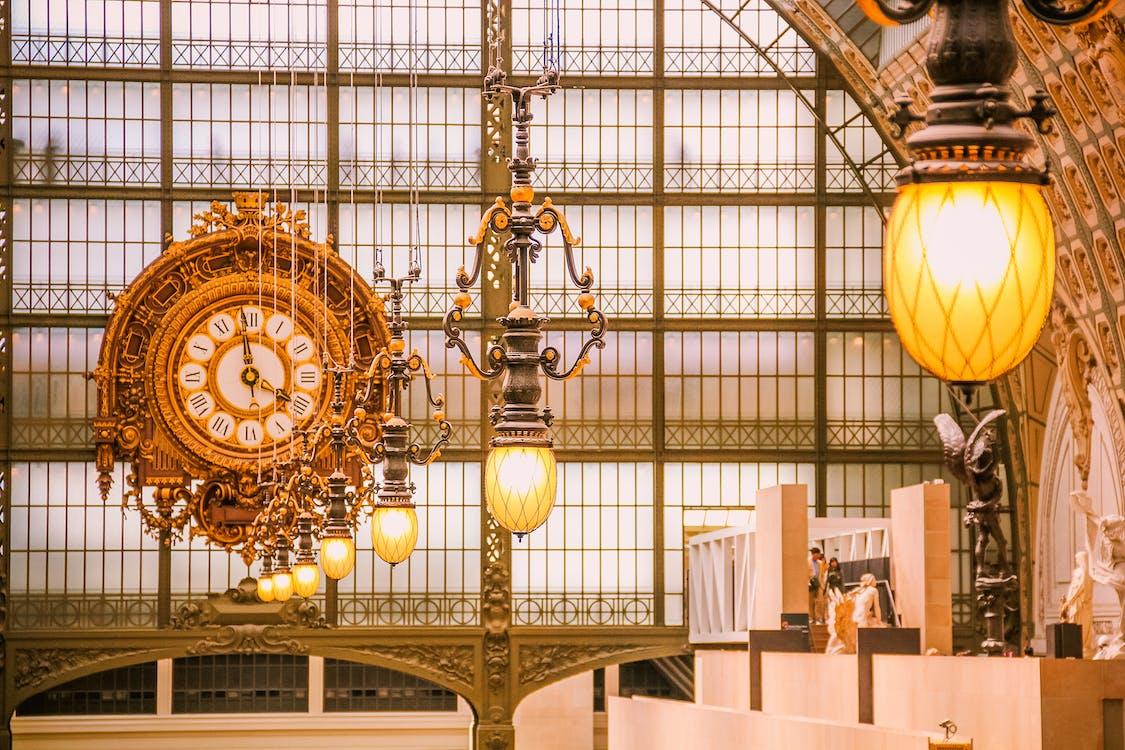 Free Light Fixtures at the Musee d`orsay Stock Photo