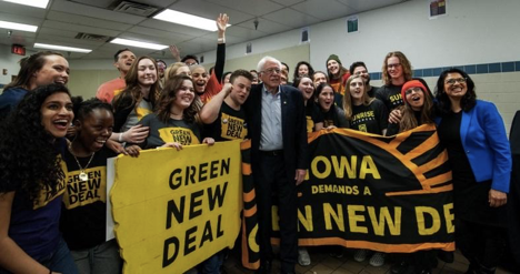 Rashida & Bernie with Green New Deal activists