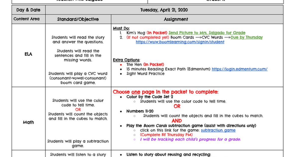 Tuesday, 4/21  lesson plans-Salgado