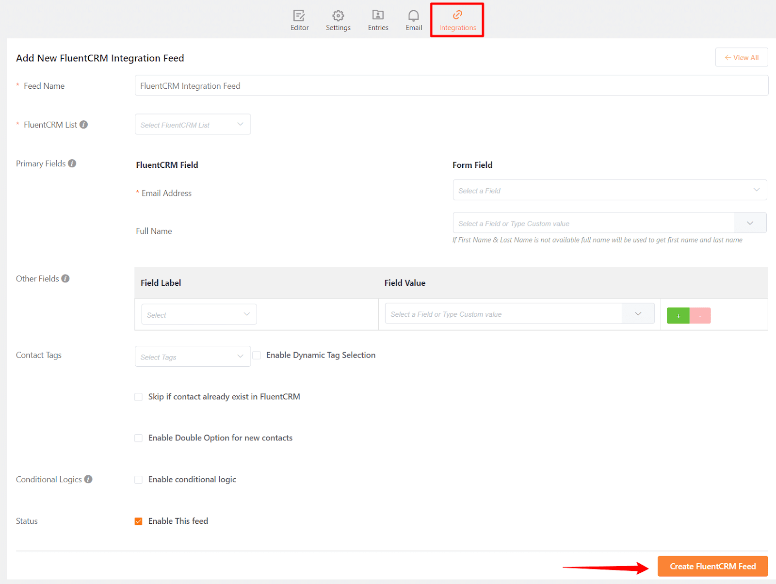 fluentcrm feed