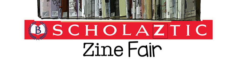 scholastic book fair graphic, edited to include zines instead of books, a "z" in place of the second "s" and "zine" instead of "book."