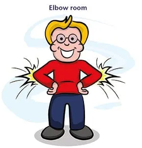 Elbow room: không gian đủ để di chuyển, xoay người - từ vựng về cơ thể người trong tiếng anh