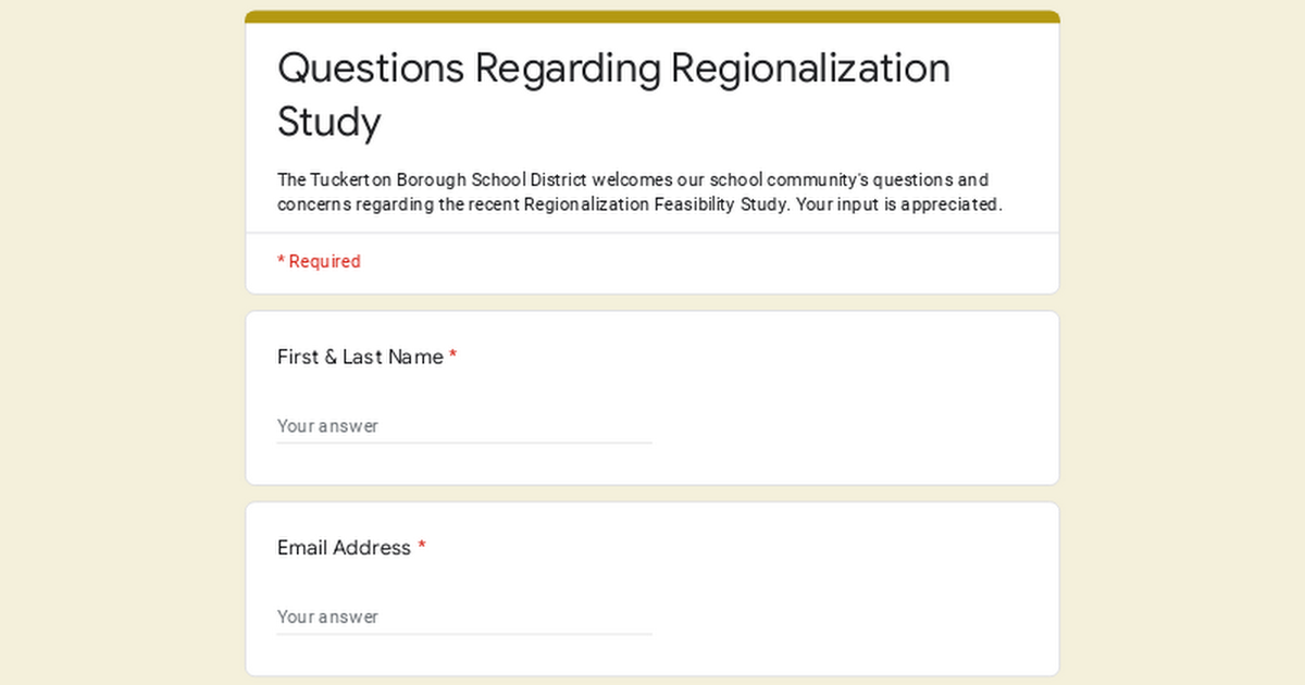 Questions Regarding Regionalization Study