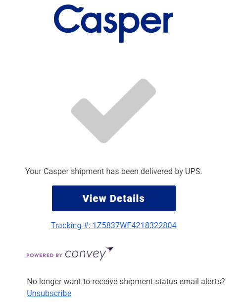 Casper shipment email