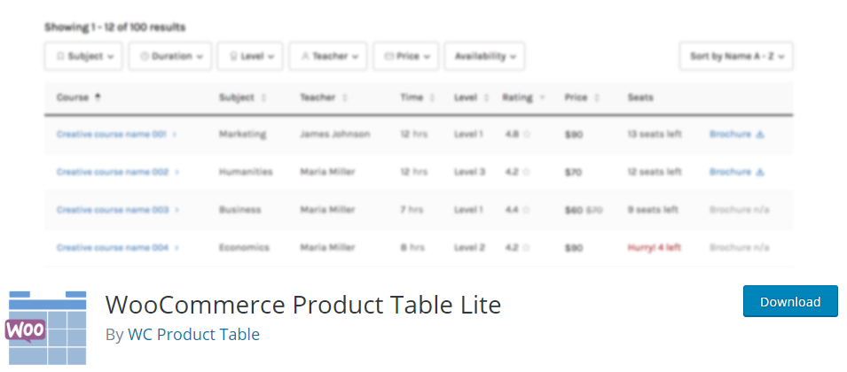 sell products online with Ninja Tables WooCommerce