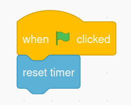 when green flag clicked and reset timer Scratch Coding Blocks