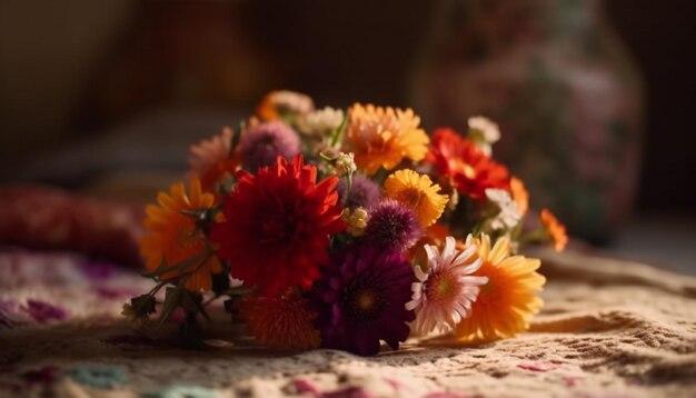 Yellow daisy bouquet brings summer freshness indoors generated by AI