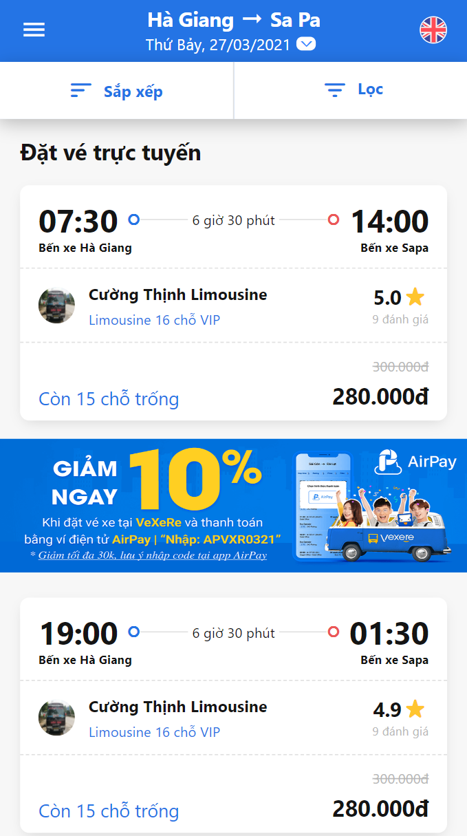 Chọn giờ đi phù hợp với nhu cầu.
