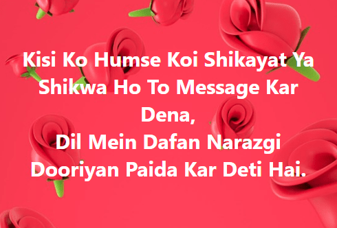 Kisi Ko Humse Koi Shikayat Ya Shikwa Ho To Message Kar Dena, Dil Mein Dafan Narazgi Dooriyan Paida Kar Deti Hai.