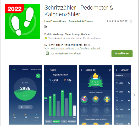 Schrittzähler - Pedometer & Kalorienzähler