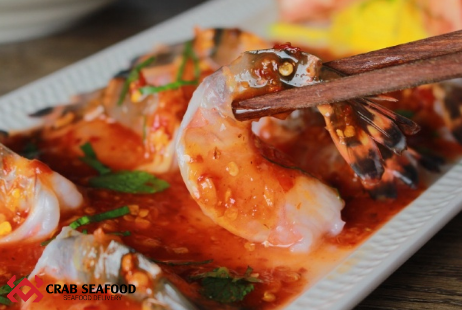 Gỏi Tôm Sống Kiểu Thái Chua Cay Ngon Tê Tái - Crab Seafood
