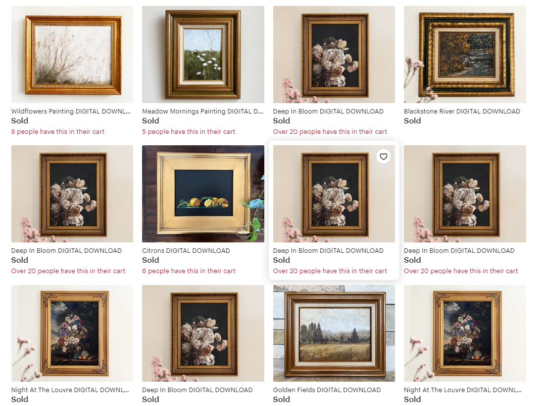 Example of high-quality products photos on Etsy