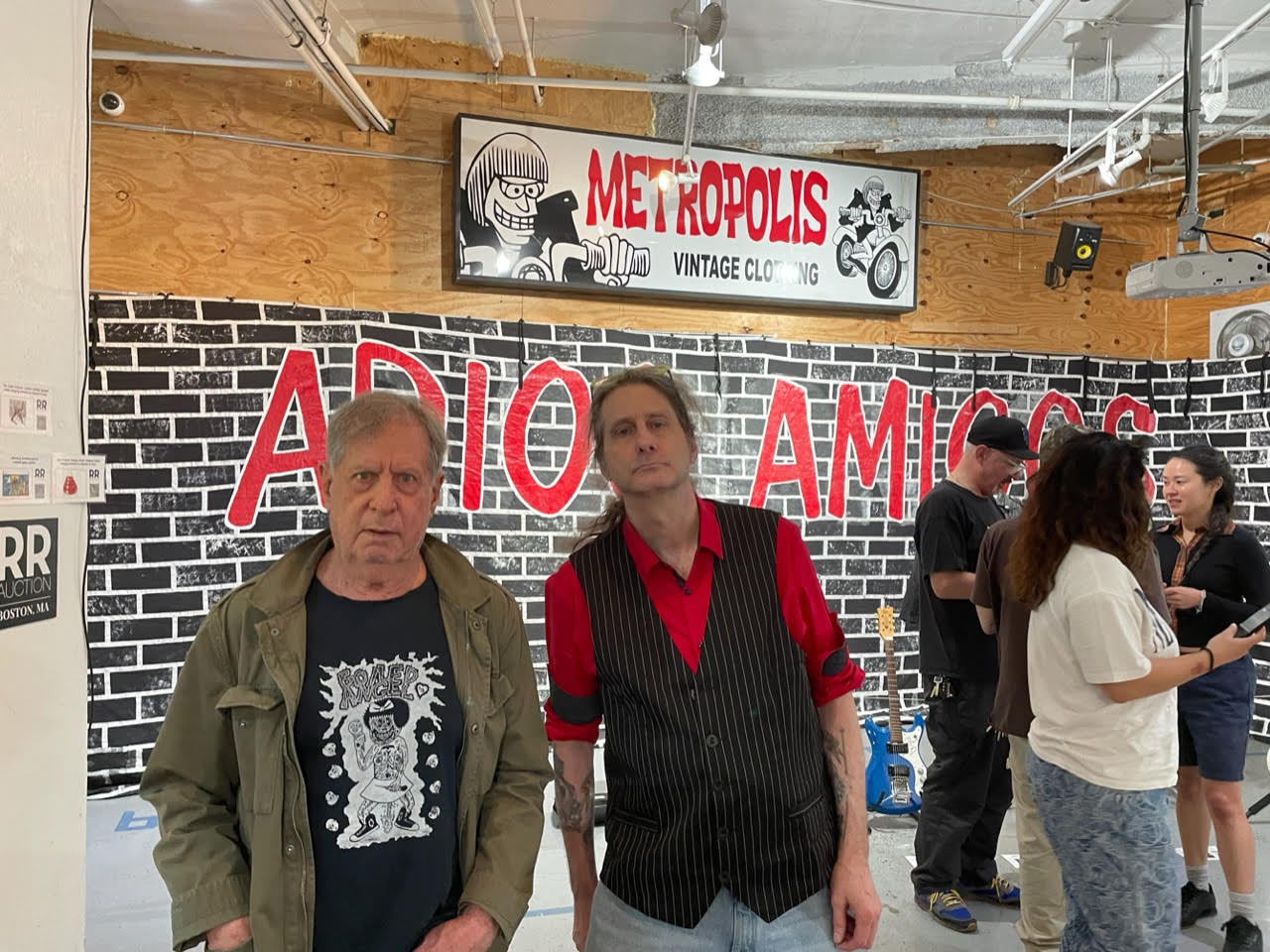Ramones manager Danny Fields (left) pictured with artist Andrew D Gore (right).