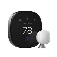 Ecobee Smart thermostat is a rounded square glass thermostat that gets assistance from its small white rounded square sensors that can be placed around the home with little to no notice. 