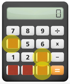 An image of a  calculator with the buttons 4, 3 and the decimal point missing. 