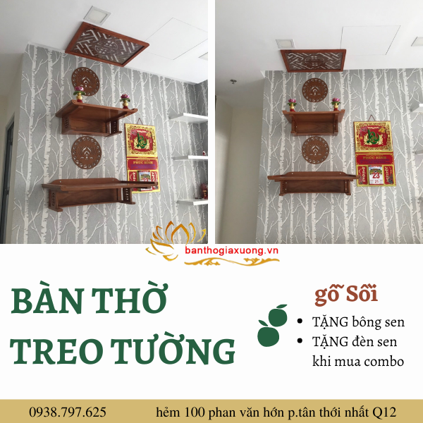 Mẫu bàn thờ Phật, trang thờ treo tường  đẹp